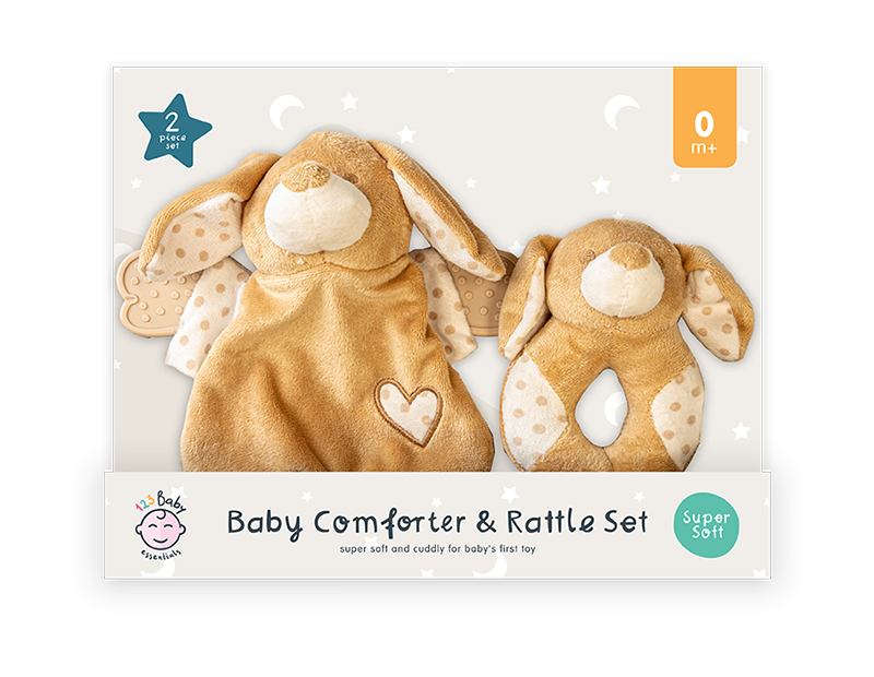 Baby Snuggle Set: Comforter & Plush Rattle Duo